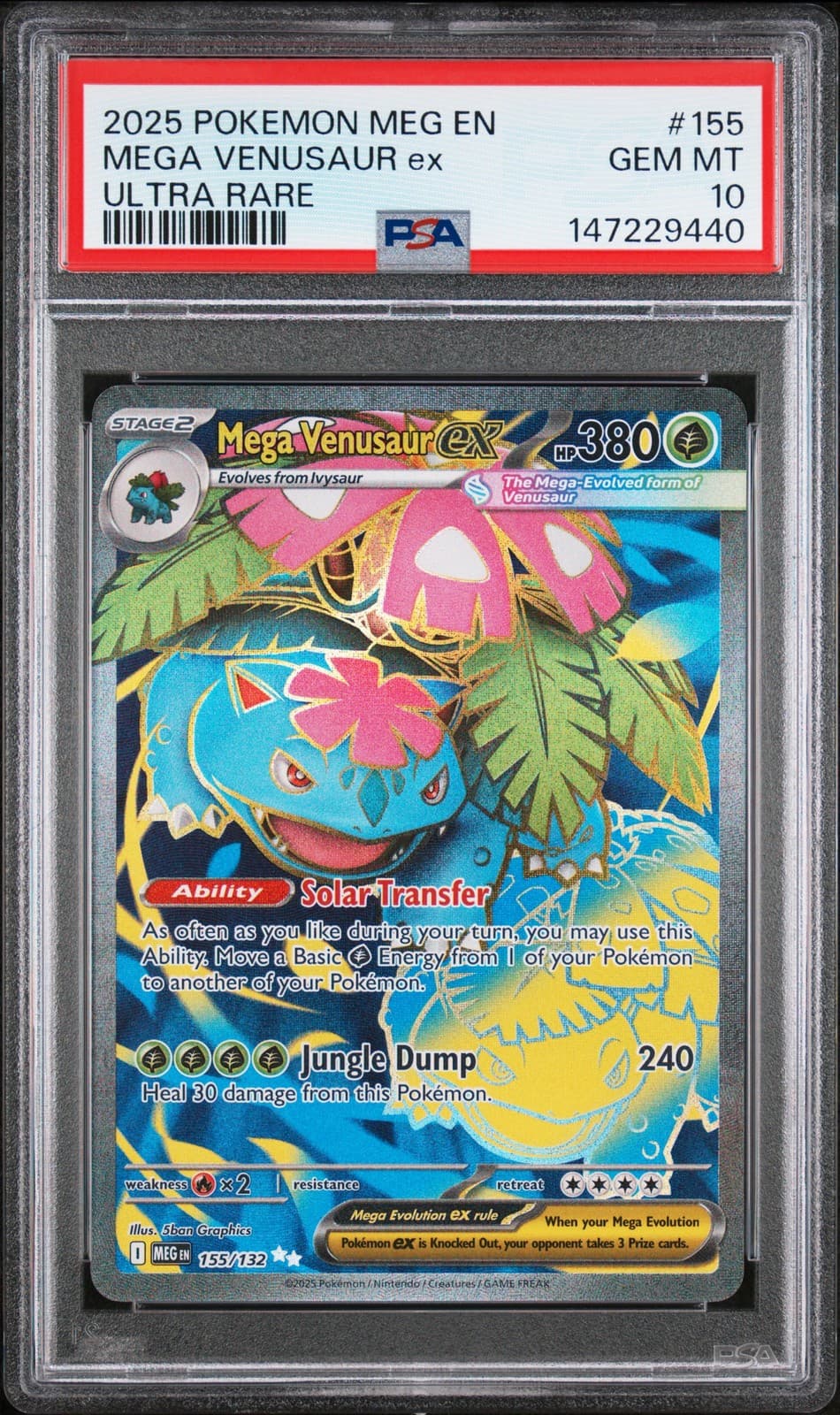 2025 POKEMON MEG EN-MEGA EVOLUTION ULTRA RARE #155 MEGA VENUSAUR EX PSA 10