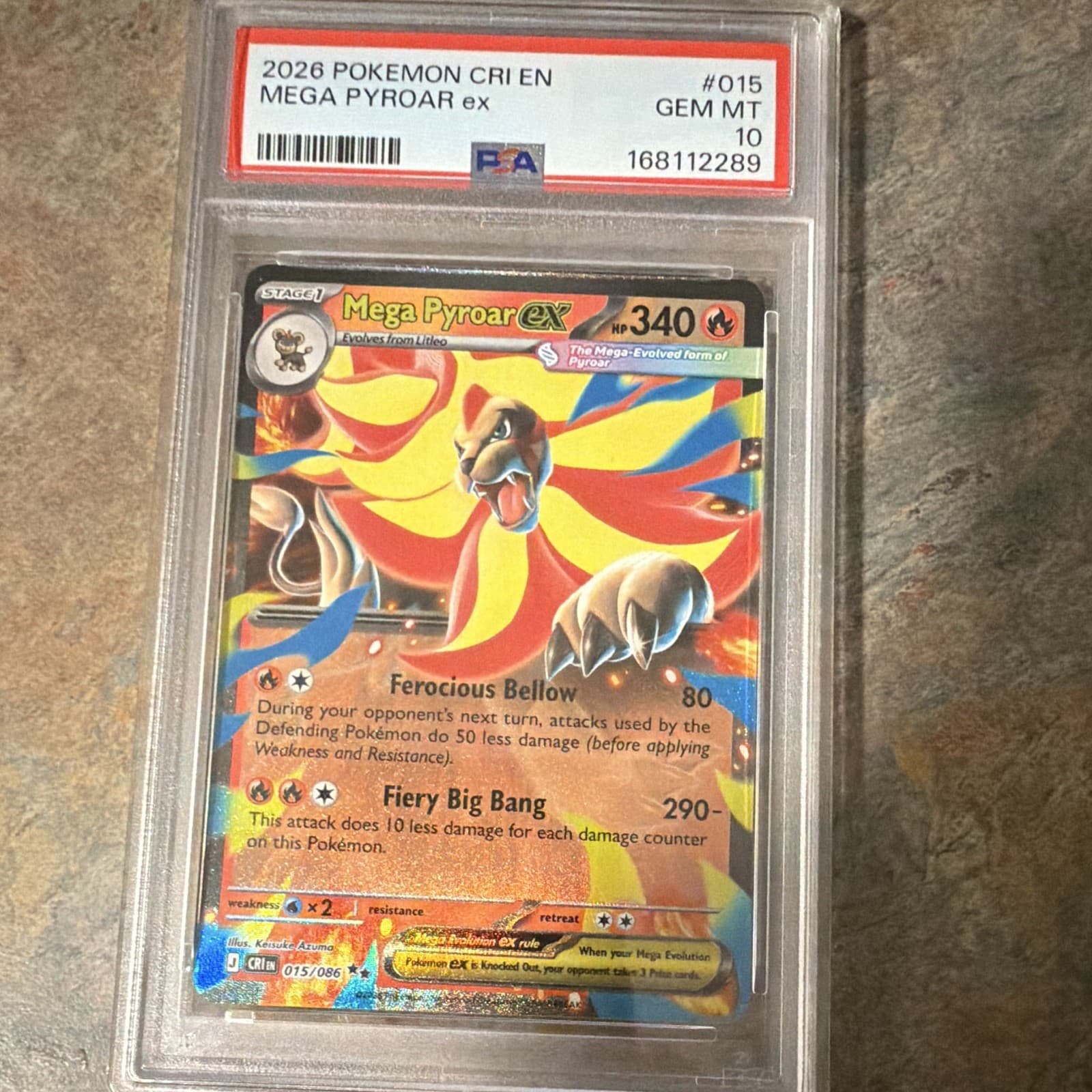 2026 Pokemon TCG CR1 Chaos Rising Mega Pyroar ex Holo 015/086 PSA 10 #168112289