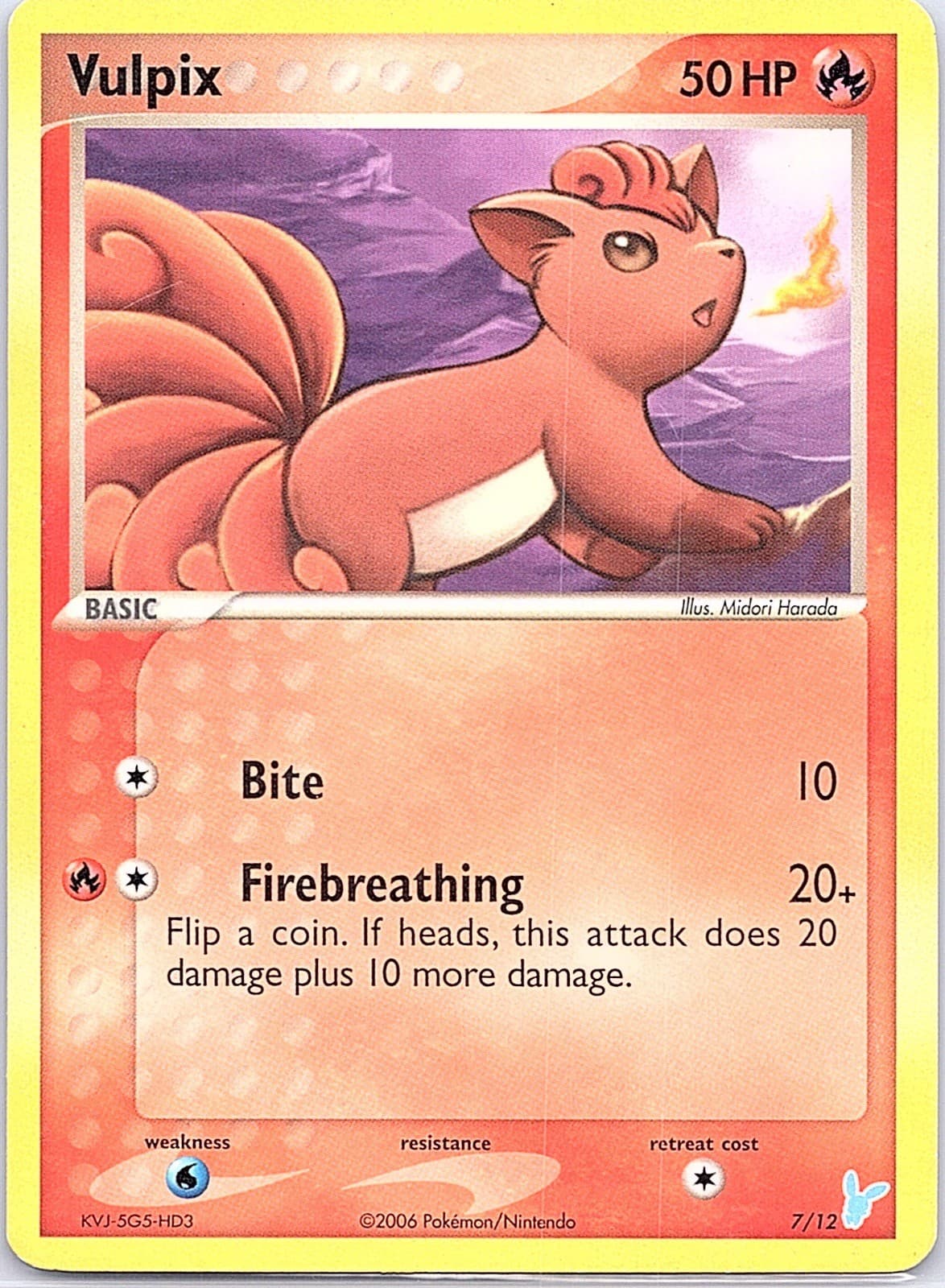 Vulpix 7/12 EX Trainer Kit 2 Minun Pokemon Heavily Played