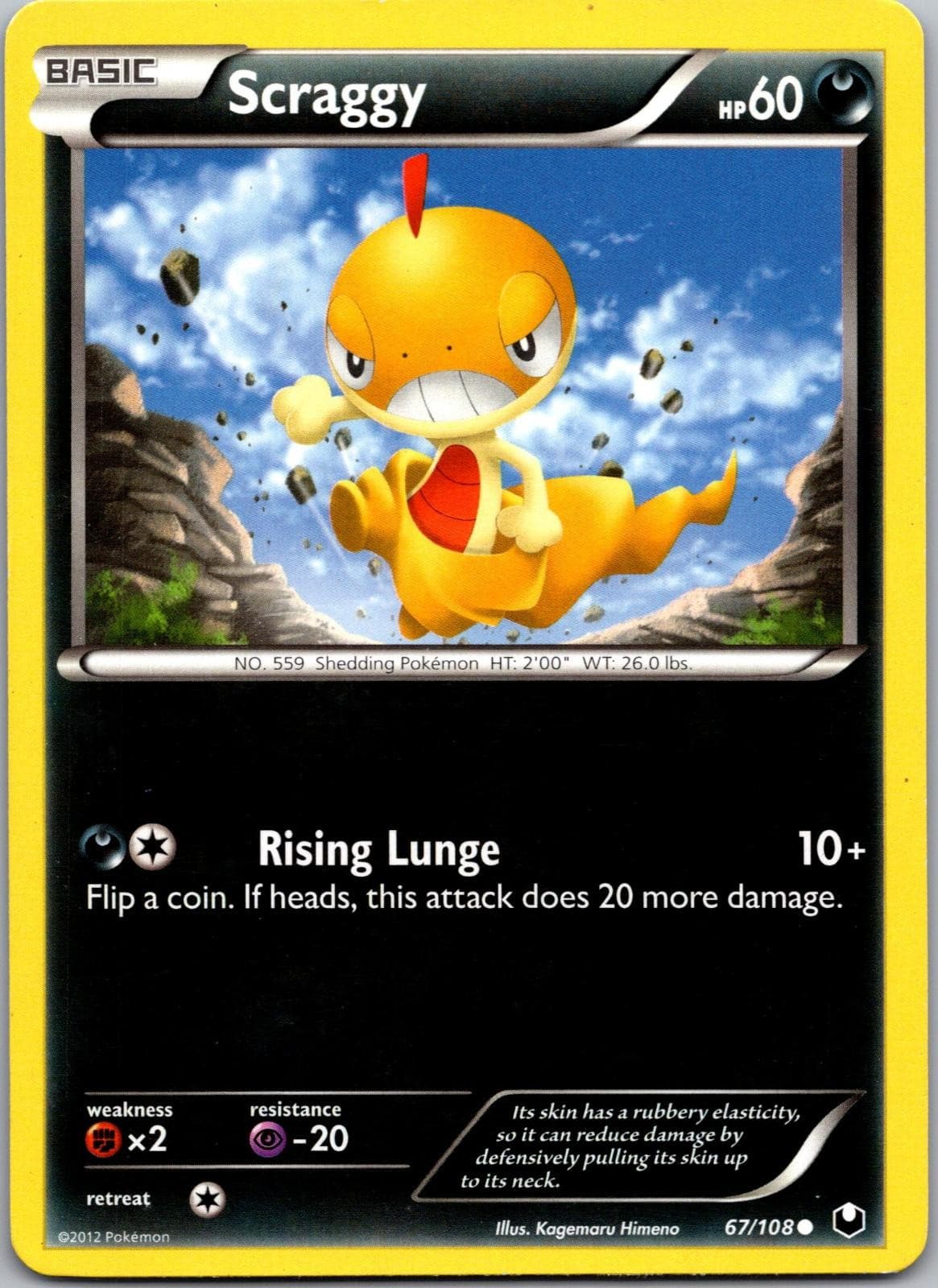 Scraggy 67/108 Common Dark Explorers Pokemon Lightly Played