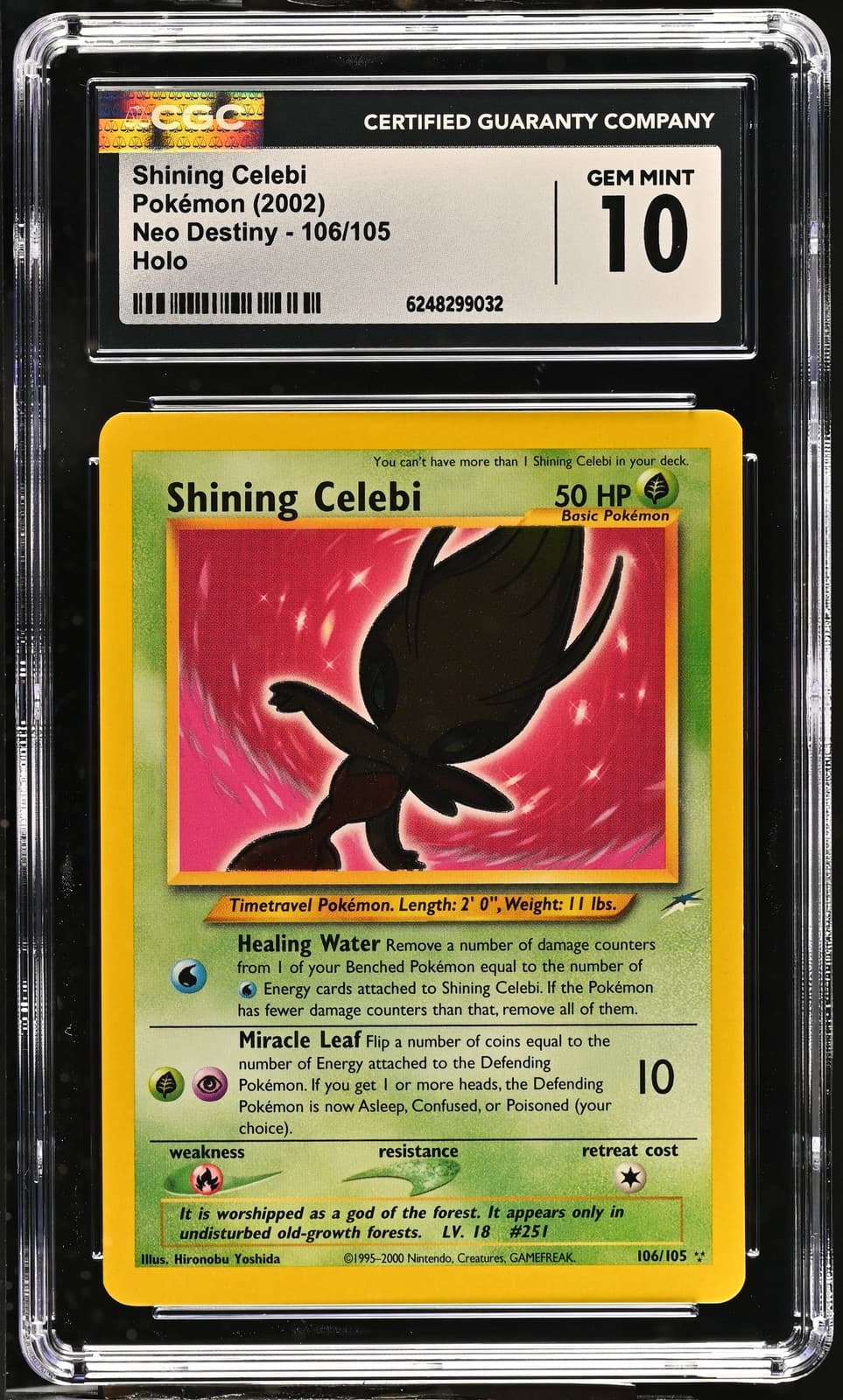 CGC 10 GEM MINT Shining Celebi 106/105 Neo Destiny Holo Pokemon Card