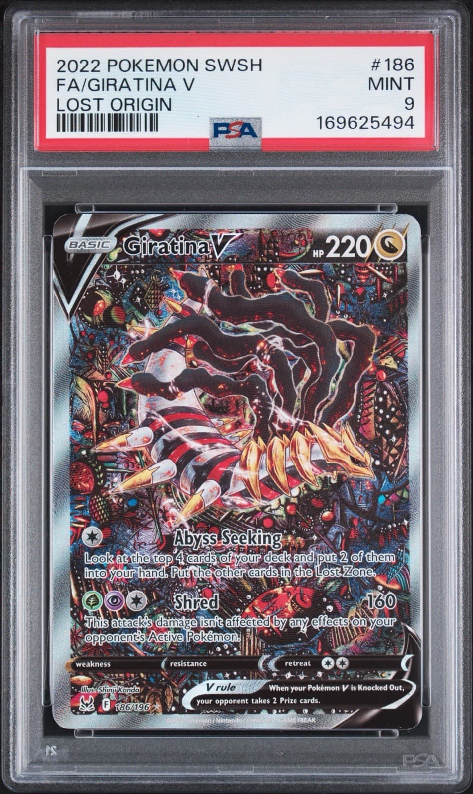 PSA 9 GIRATINA V 186/196 | Lost Origin Alt Art Pokemon TCG