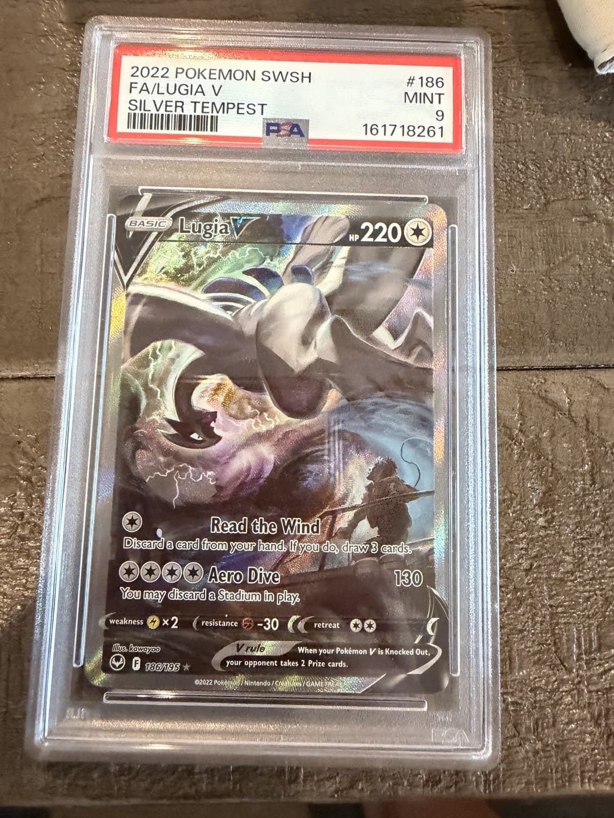 Lugia v (Alternate Full Art) 186/195SWSH12: Silver Tempest Holo PSA 9