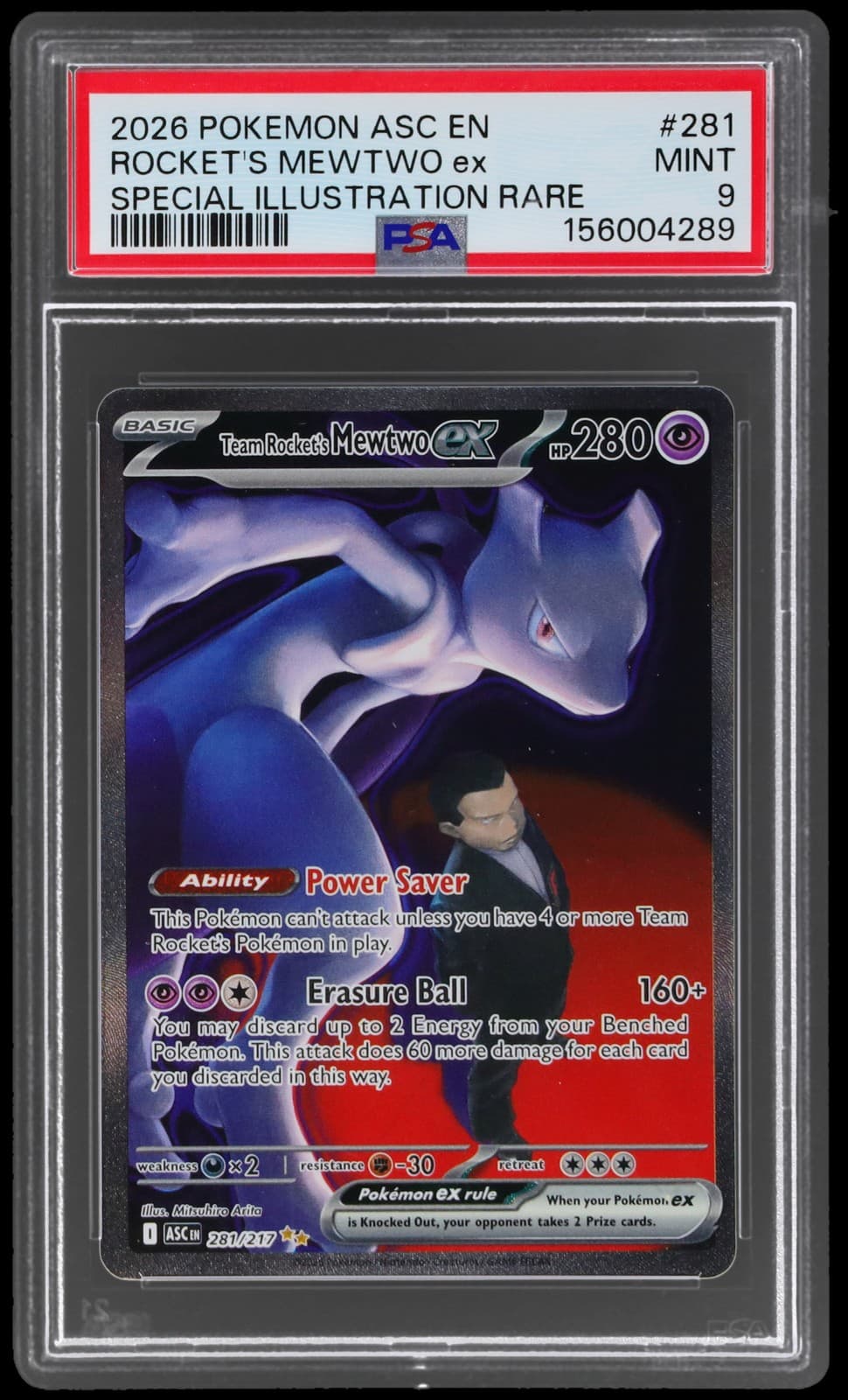 2026 Pokemon Mega Evolution Ascended Heroes Team Rocket's Mewtwo EX #281 PSA 9