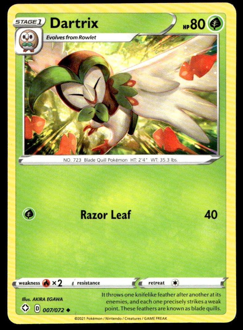 Dartrix 7/72 Pokemon Card Shining Fates Uncommon 80 HP Near Mint MV