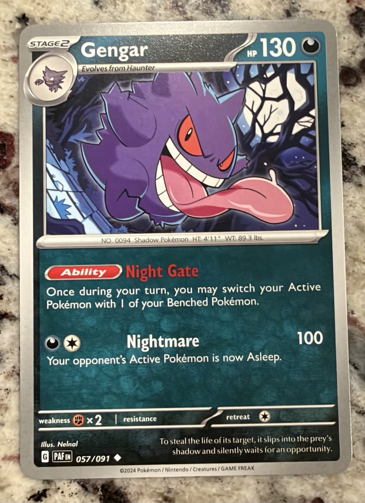 Pokemon Gengar 57/91 Paldean Fates Uncommon NM