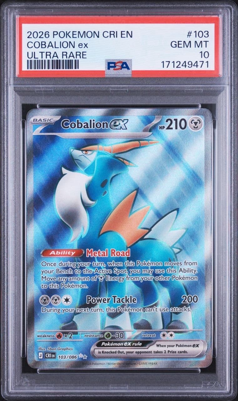 2026 Pokemon Chaos Rising # 103 Cobalion EX Ultra Rare PSA 10 Card GEM MINT!