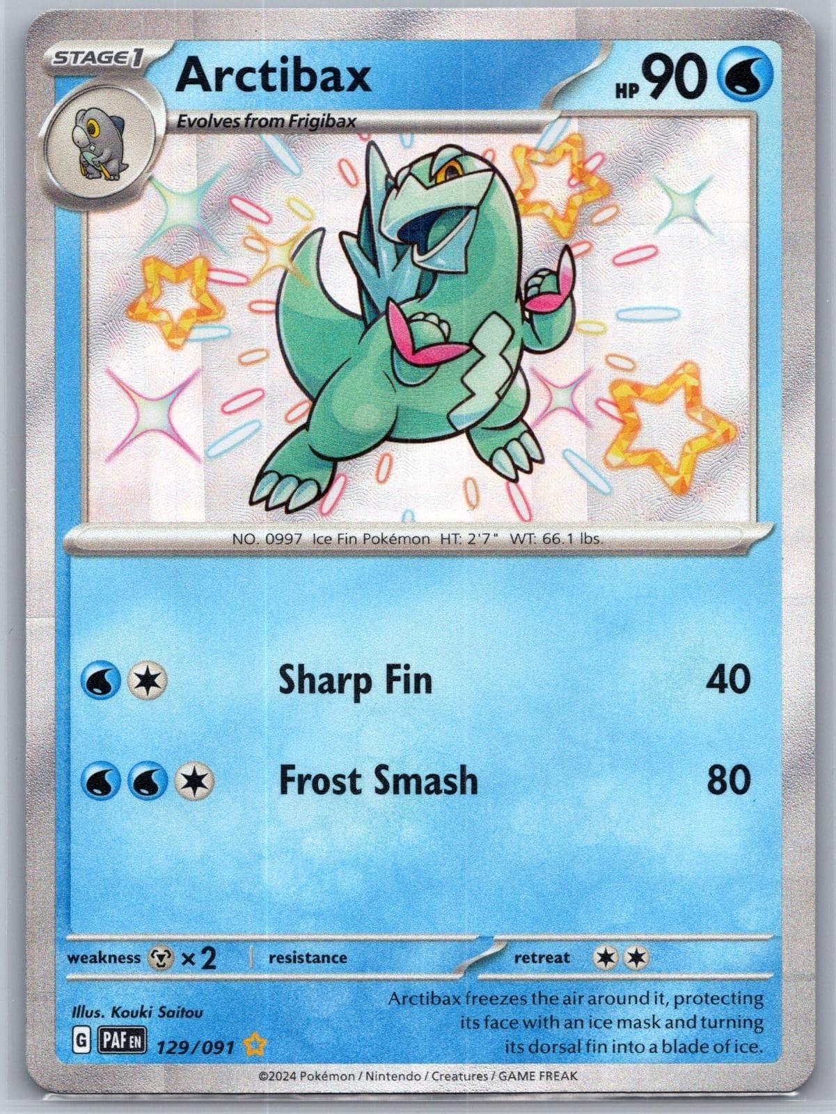 Arctibax 129/091 Shiny Rare Near Mint Paldean Fates Holo