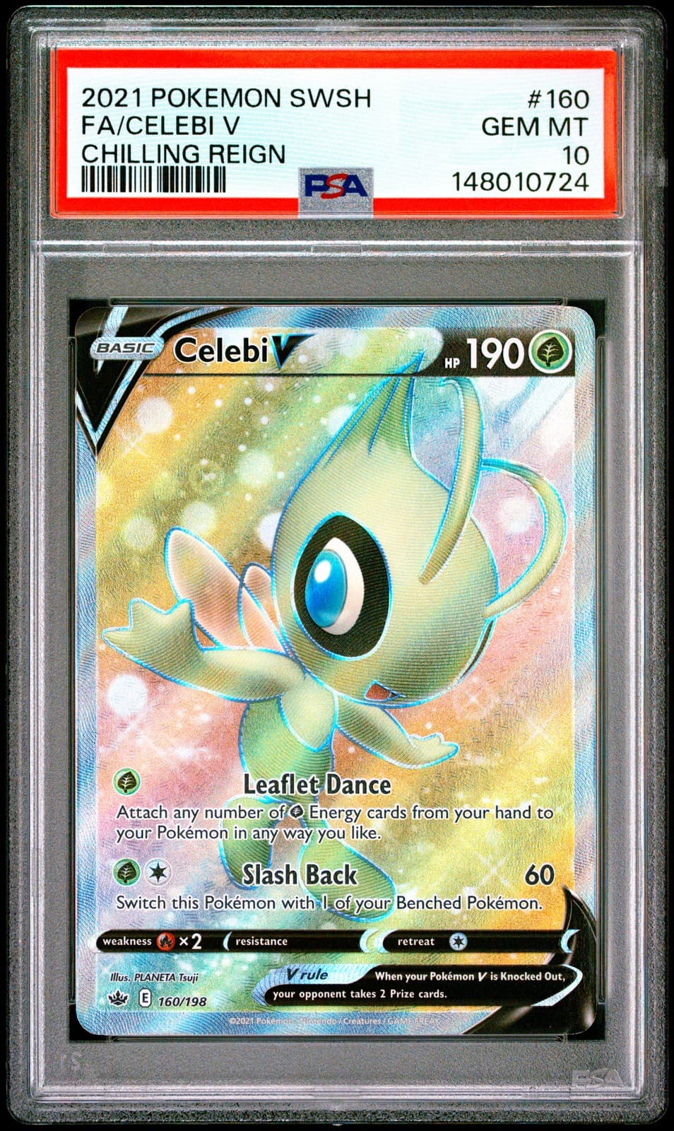 2021 POKEMON SWORD & SHIELD CHILLING REIGN #160 FULL ART/CELEBI V PSA 10