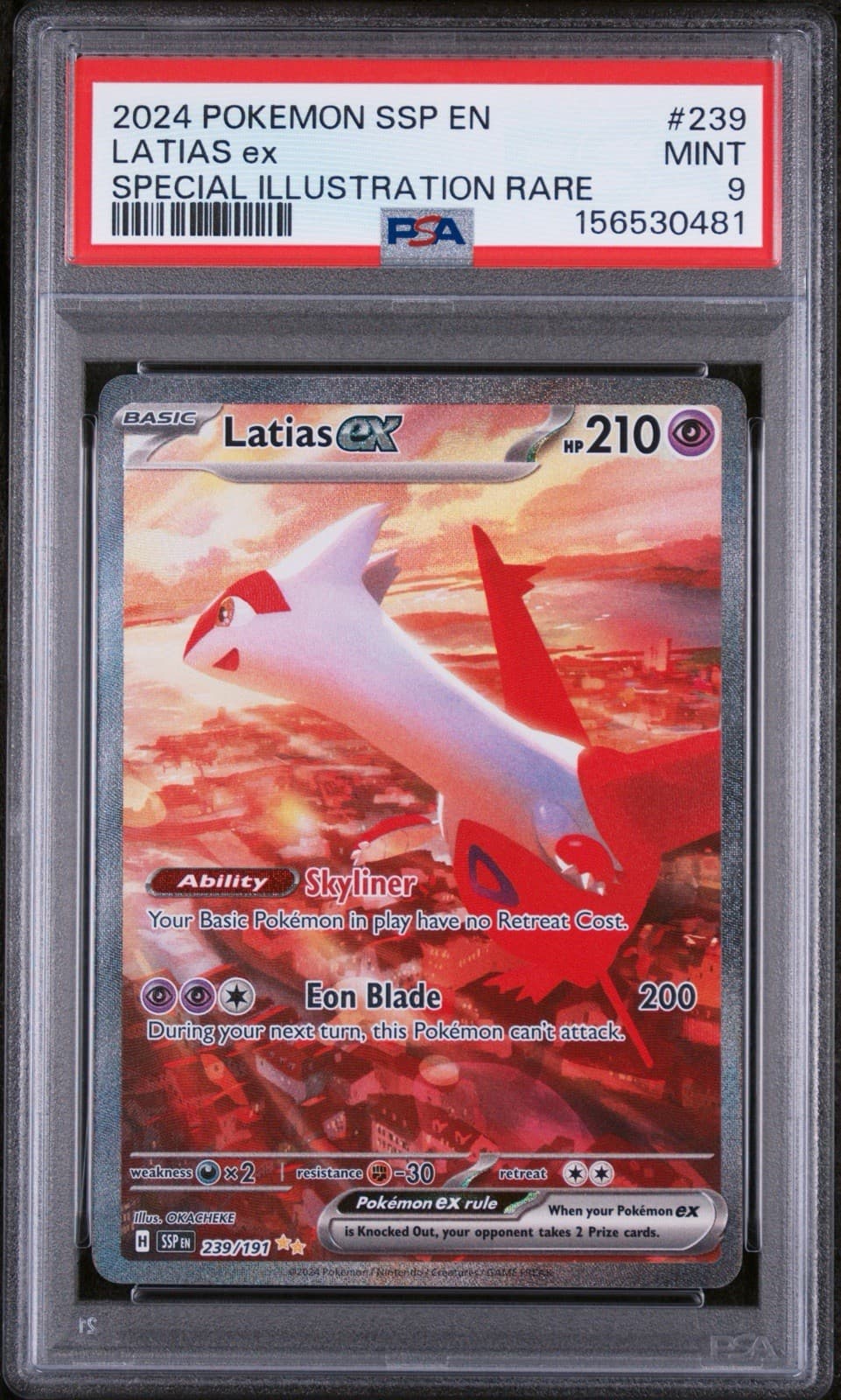 PSA 9 MINT Pokemon Latias ex Surging Sparks Special Illustration Rare 239/191