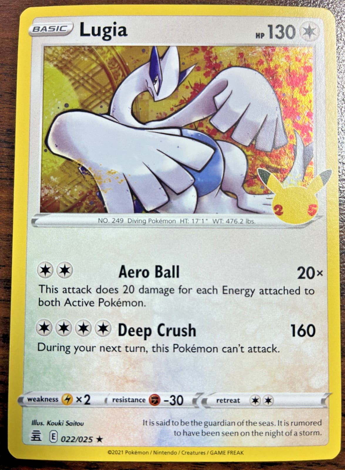 Pokémon TCG - Lugia 22/25 Celebrations Holo Rare 022/025 25th Anniversary - NM