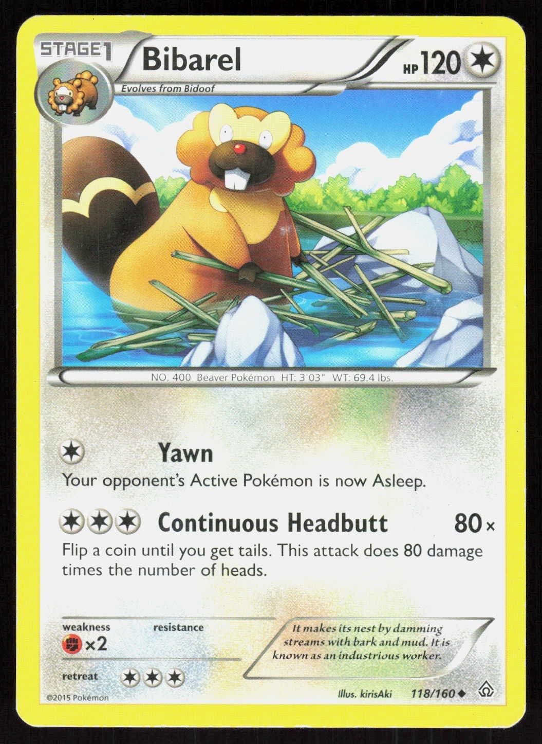 Bibarel 118/160 Uncommon XY - Primal Clash Pokemon EN Heavily Played