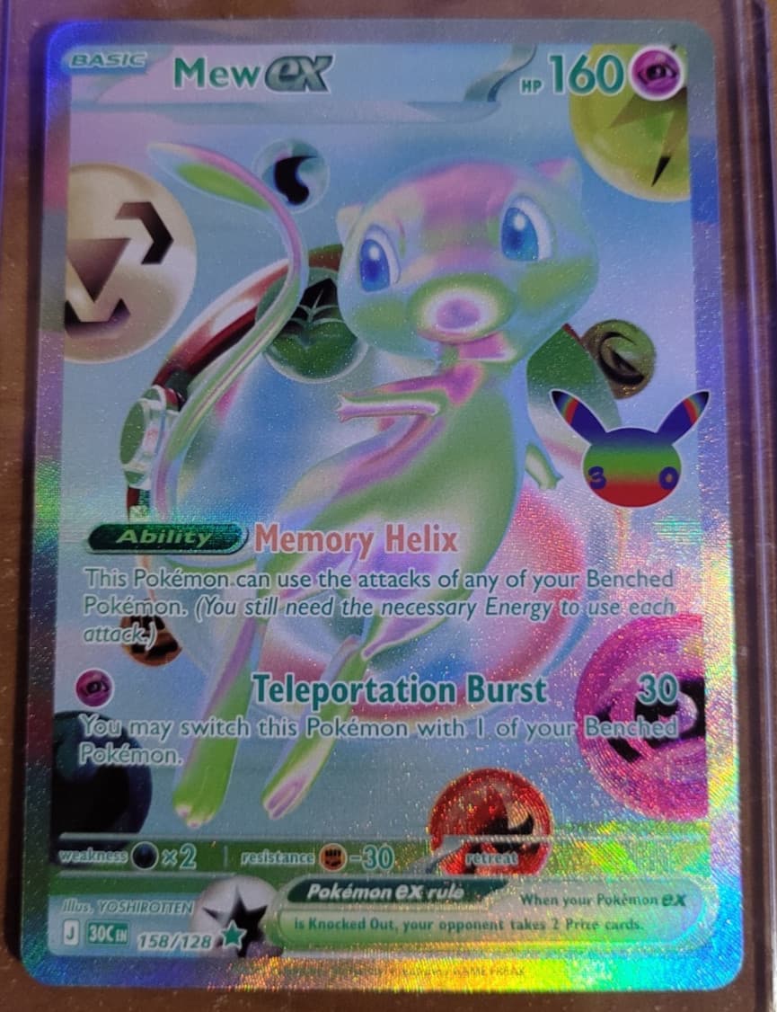 New Pokemon TCG Mew EX Futuristic Rare 158/128 30th Celebration Fresh Pull NM