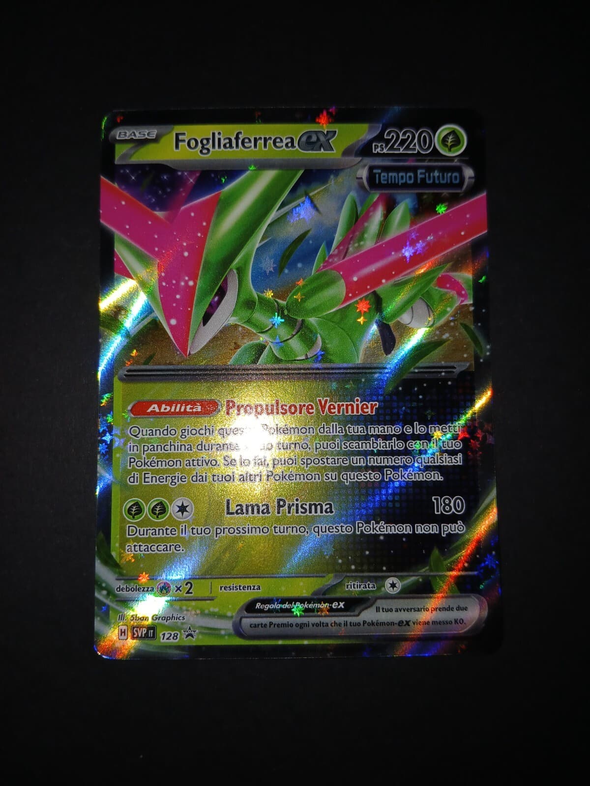 Carte Pokemon FOGLIAFERREA EX SVP 128 Ita PROMO Holo Foil Black Stars Cronoforze