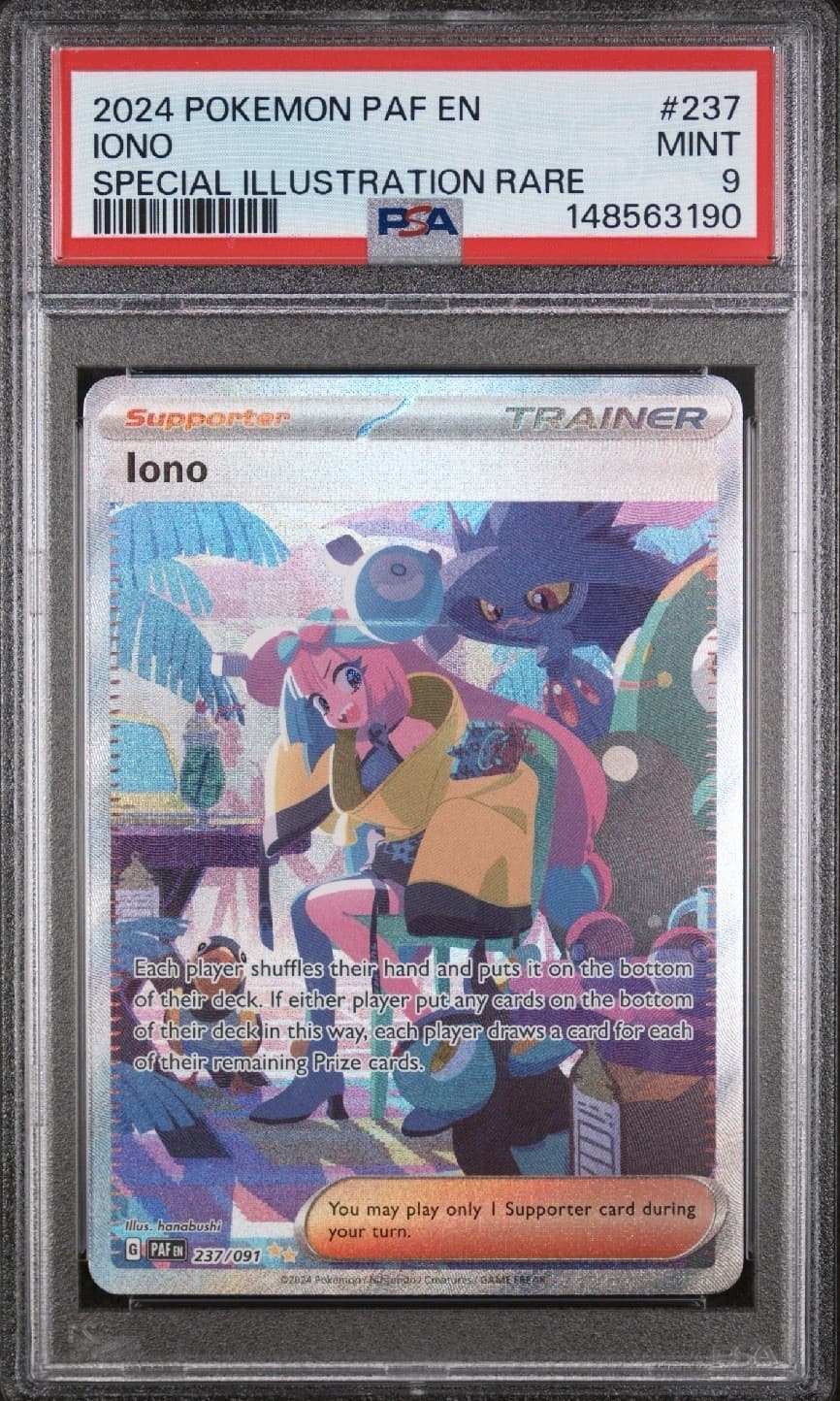 Pokémon SV Paldean Fates Iono 237/091 Special Illustration Rare Holo PSA 9 EN