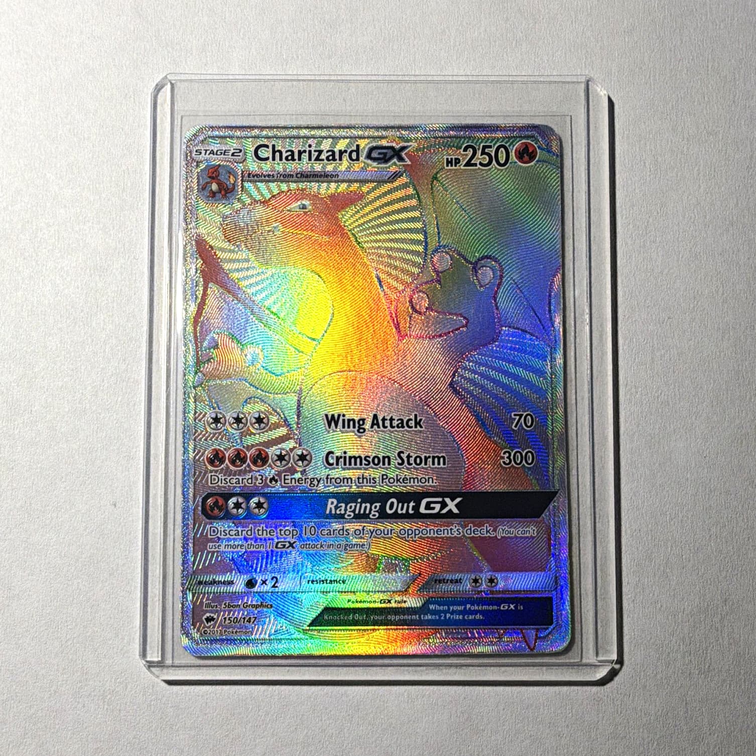 Charizard GX (Secret) Rainbow Rare Holo SM - Burning Shadows 150/147 MP