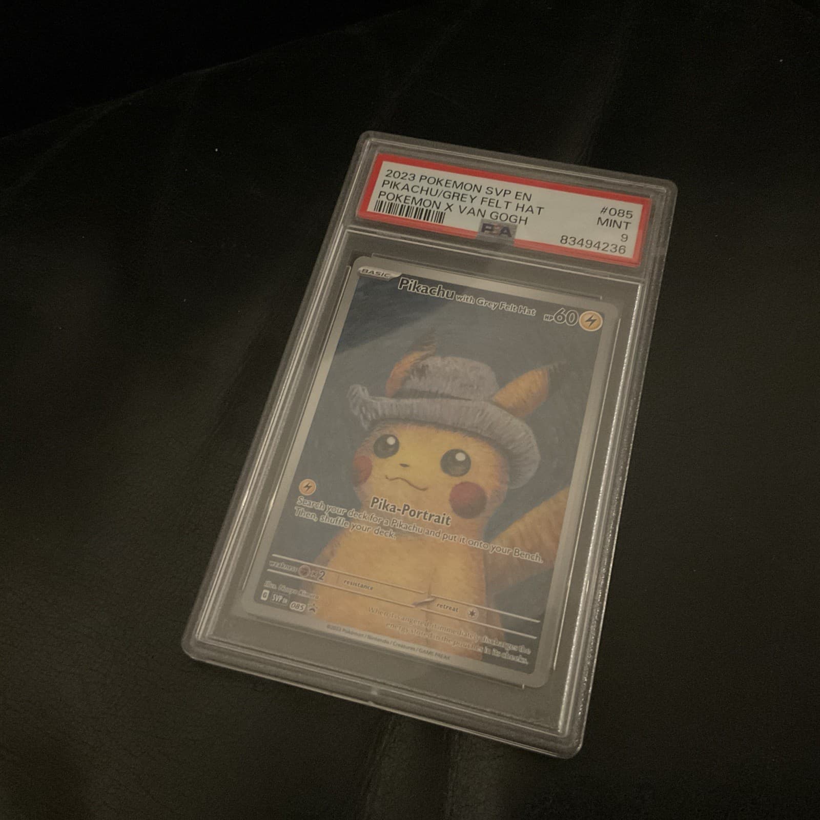 Pikachu with Grey Felt Hat 85 van Gogh Scarlet & Violet Promo Card Psa 9 Perfect