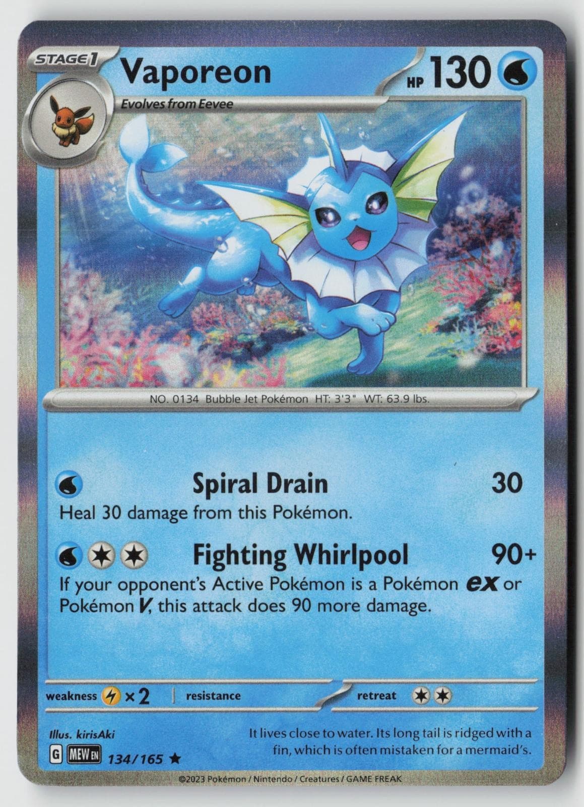 151 Vaporeon Holo 134/165 NM