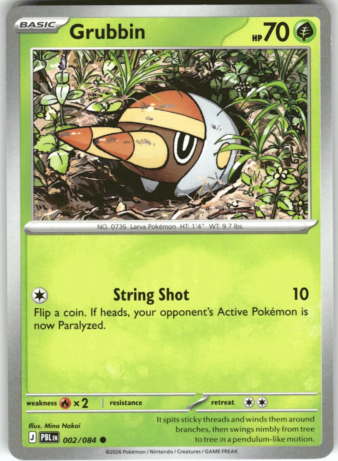 Grubbin 002/084 Common Pitch Black Pokemon Near Mint