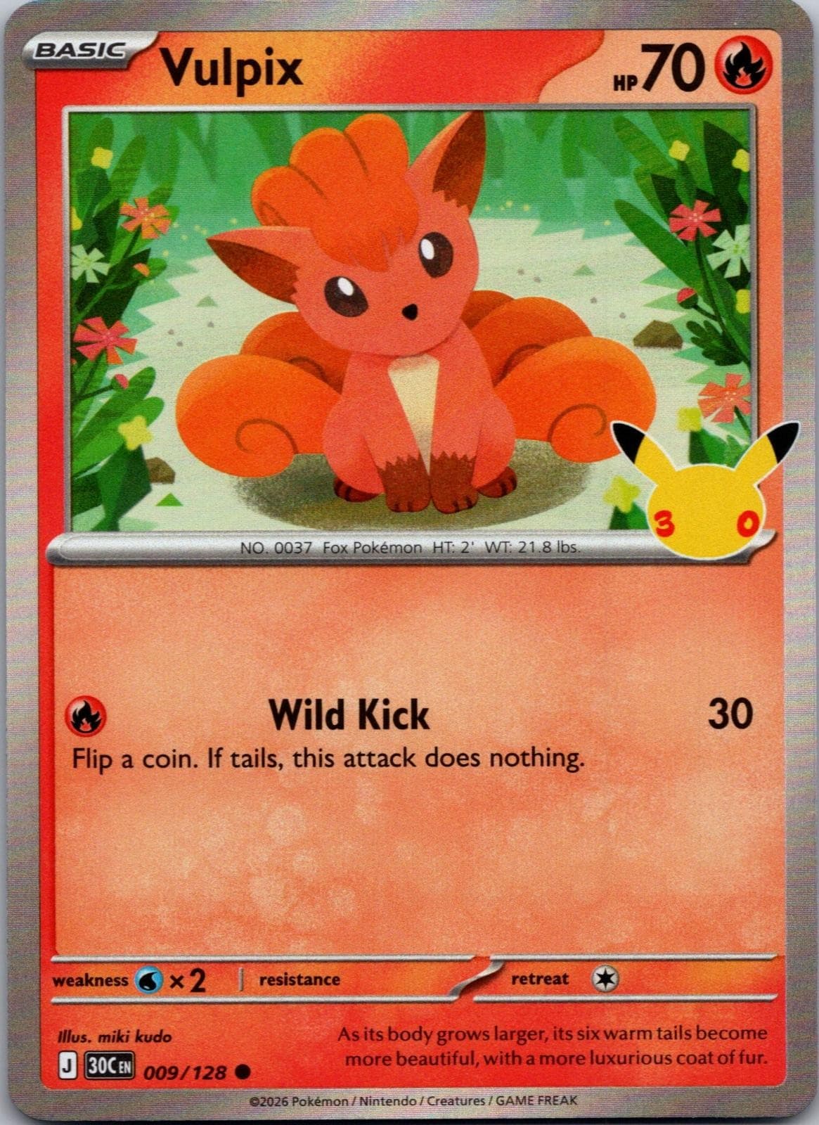 Vulpix Holo ME: 30th Celebration 009/128 NM Pokemon