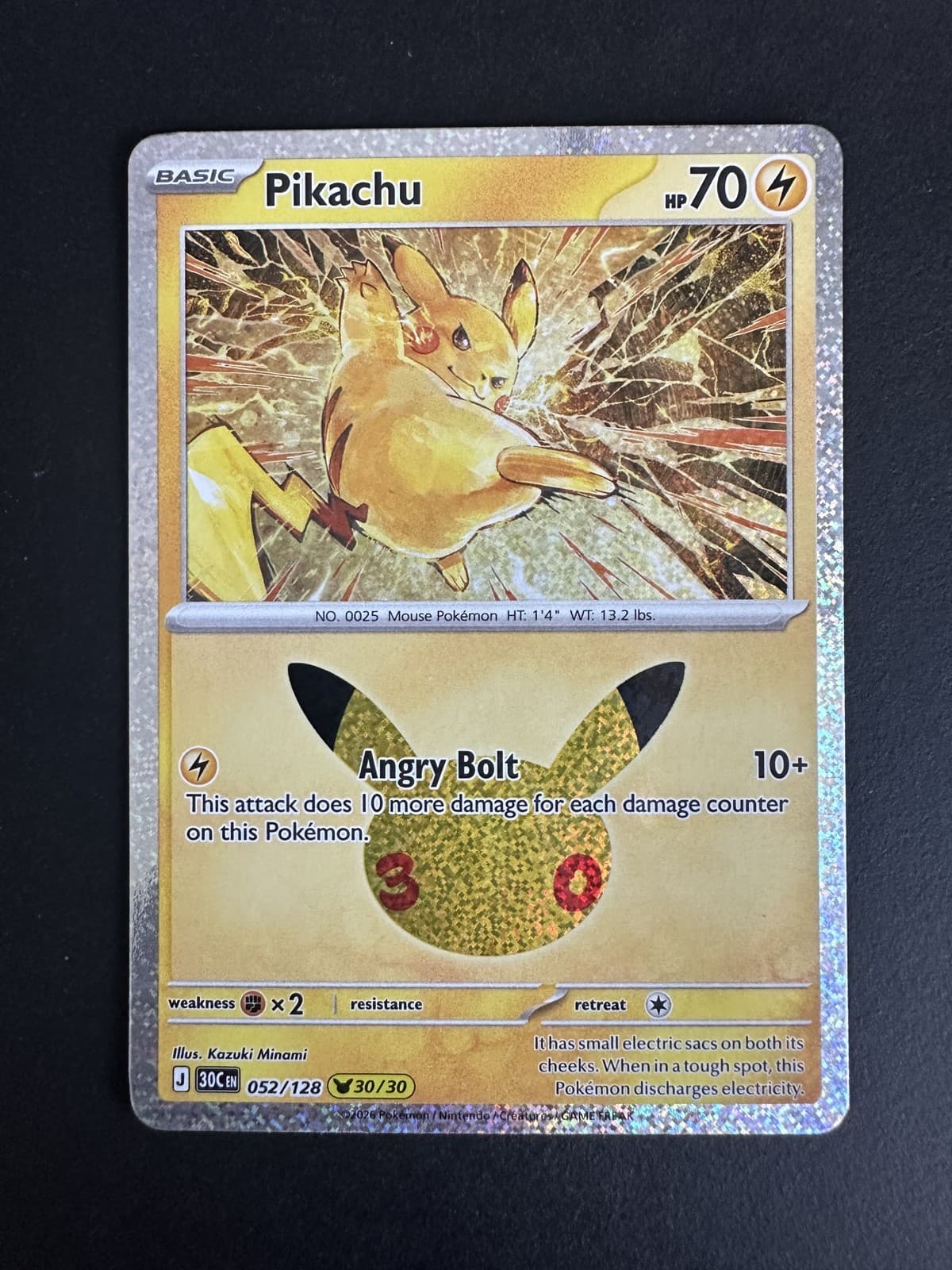 Pikachu 30th Celebration #52/128 Holo Pokemon TCG English