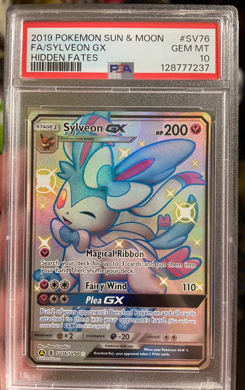 Pokemon Sylveon GX SV76/SV94 Hidden Fates Shiny Vault Full Art Holo PSA 10