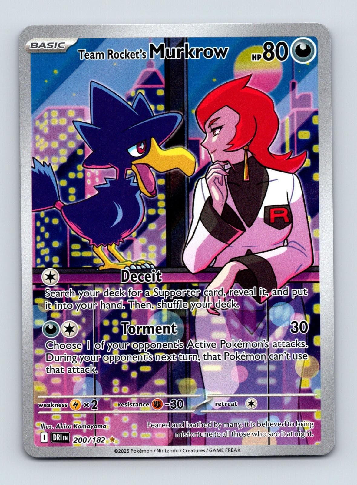 Team Rocket's Murkrow 200/182 Illustration Rare Destined Rivals Pokemon Holo NM