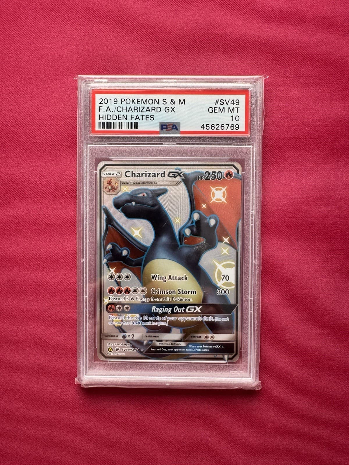 Charizard Gx SV49/SV94 Hidden Fates Pokemon PSA 10