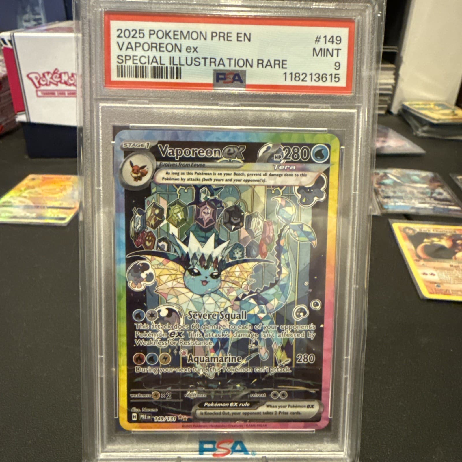 Vaporeon ex 149/131 Sv: Prismatic Evolutions Holo PSA 9