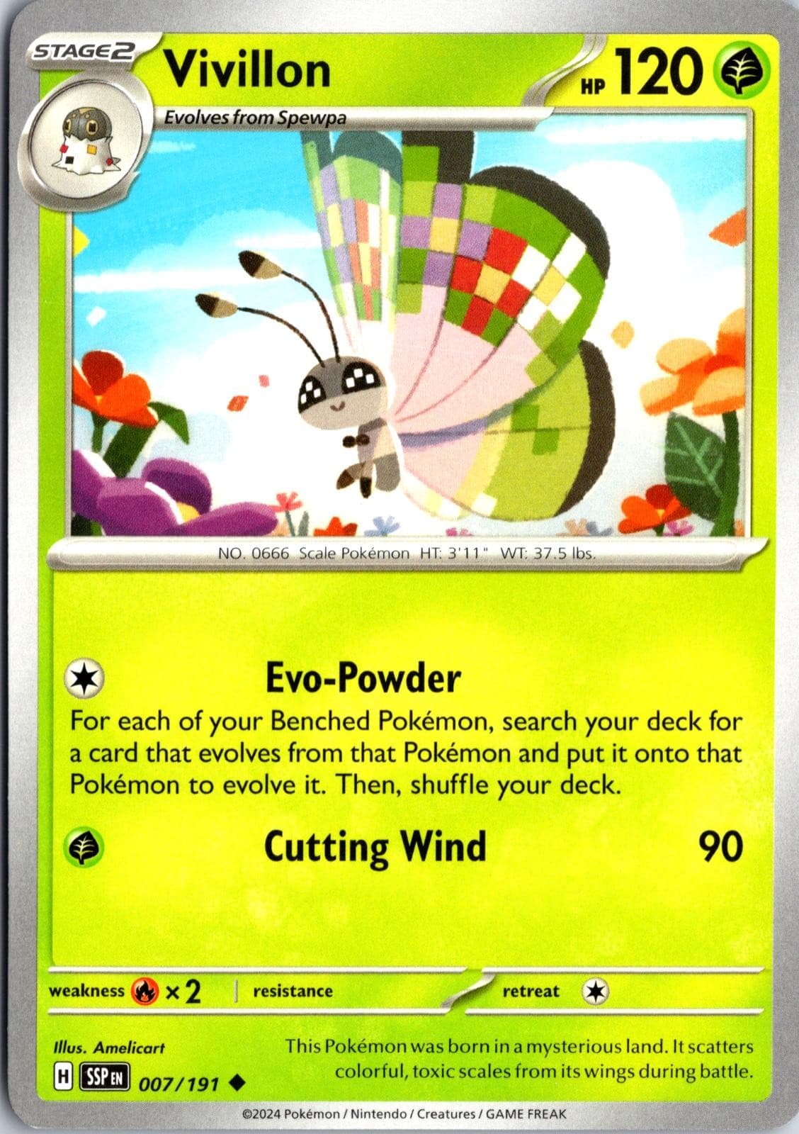 Vivillon 007/191 Near Mint Uncommon Surging Sparks Pokemon