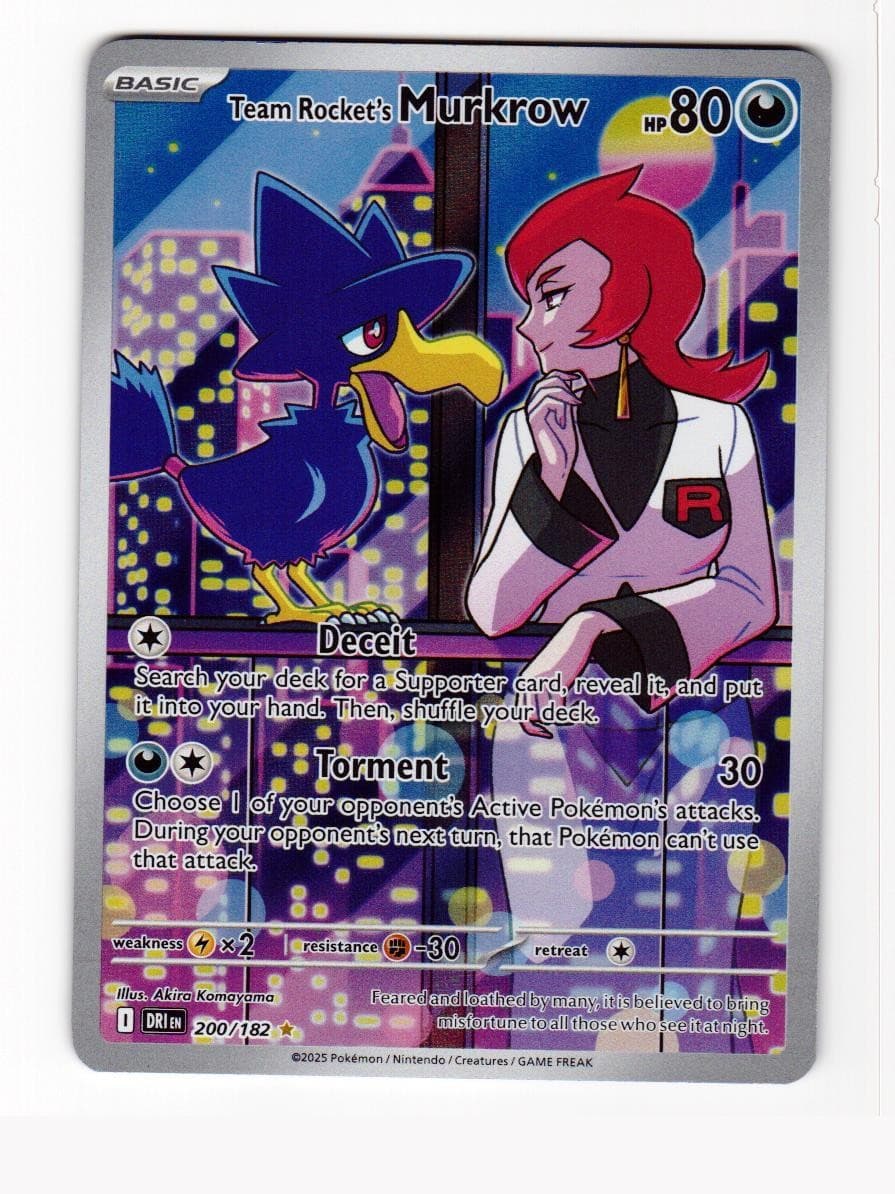 Team Rocket's Murkrow 200/182 Illustration Rare Destined Rivals Pokemon Holo NM