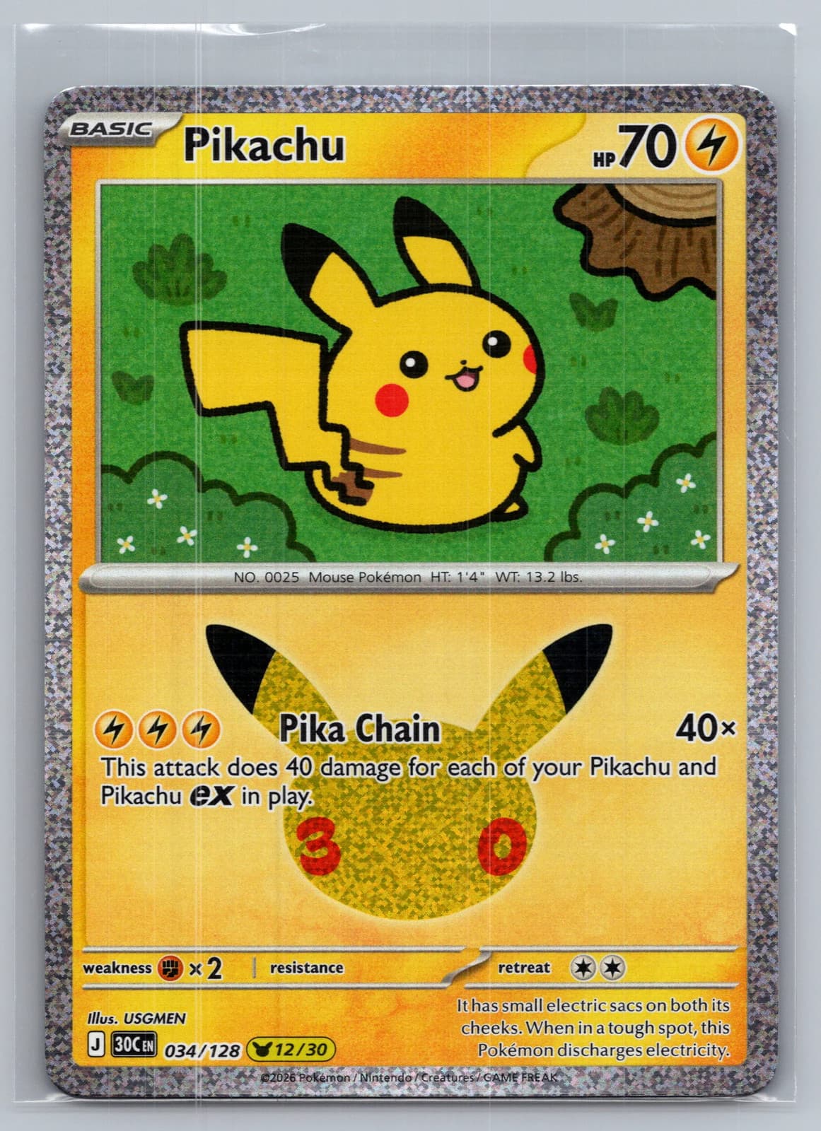 Pikachu #34/128 2026 30th Celebration Pokemon TCG