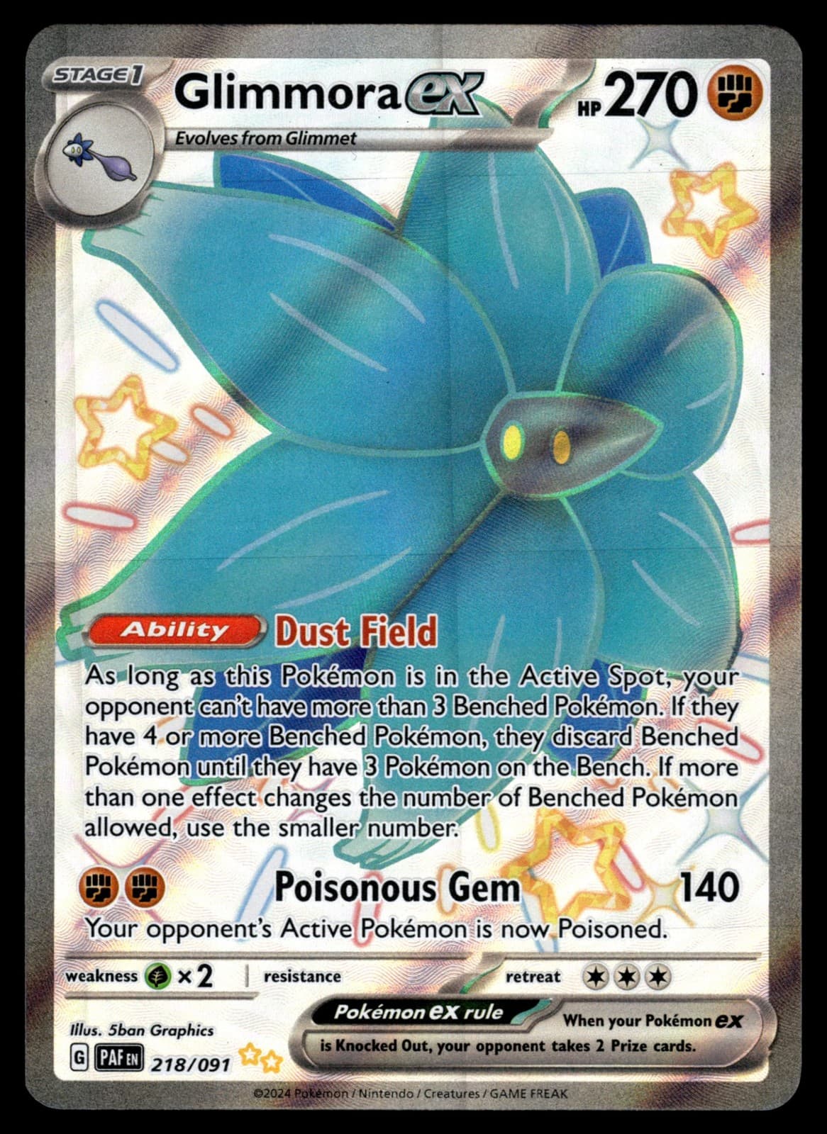 Glimmora ex Holofoil 218/091 SV: Paldean Fates NM