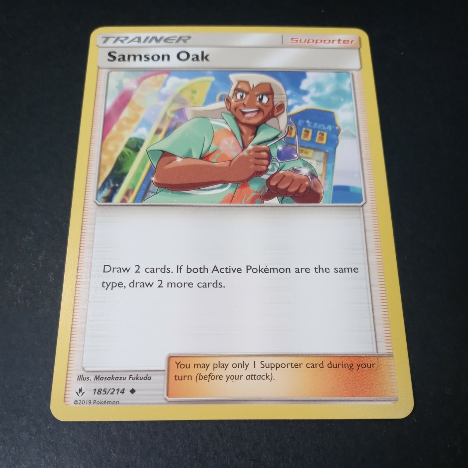 Pokemon Unbroken Bonds Samson Oak Uncommon Trainer Card 185/214 NM
