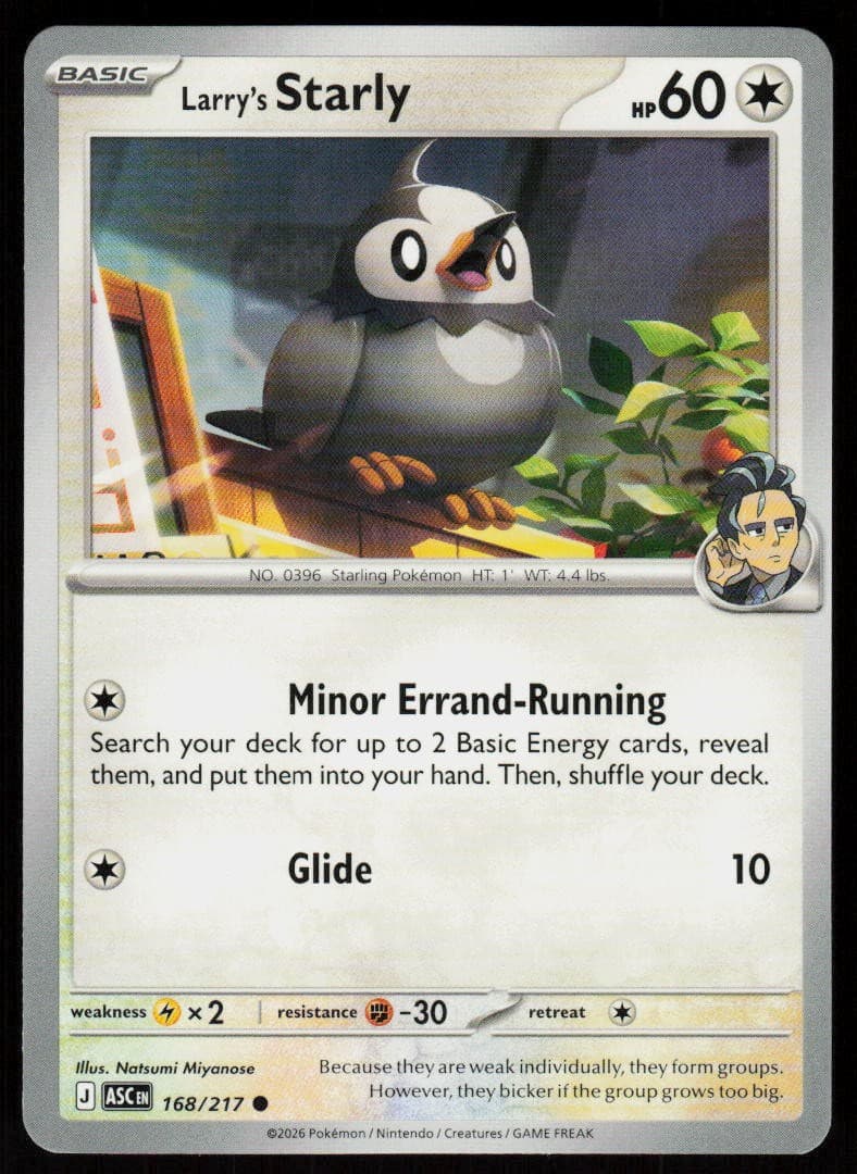 Larry's Starly 168/217 Common Ascended Heroes Pokemon Near Mint