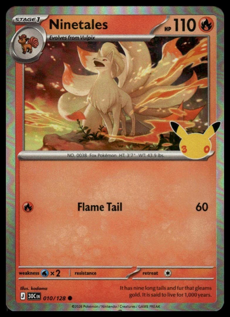 Pokemon 30th Celebration Ninetales ME: 30th Celebration #010/128