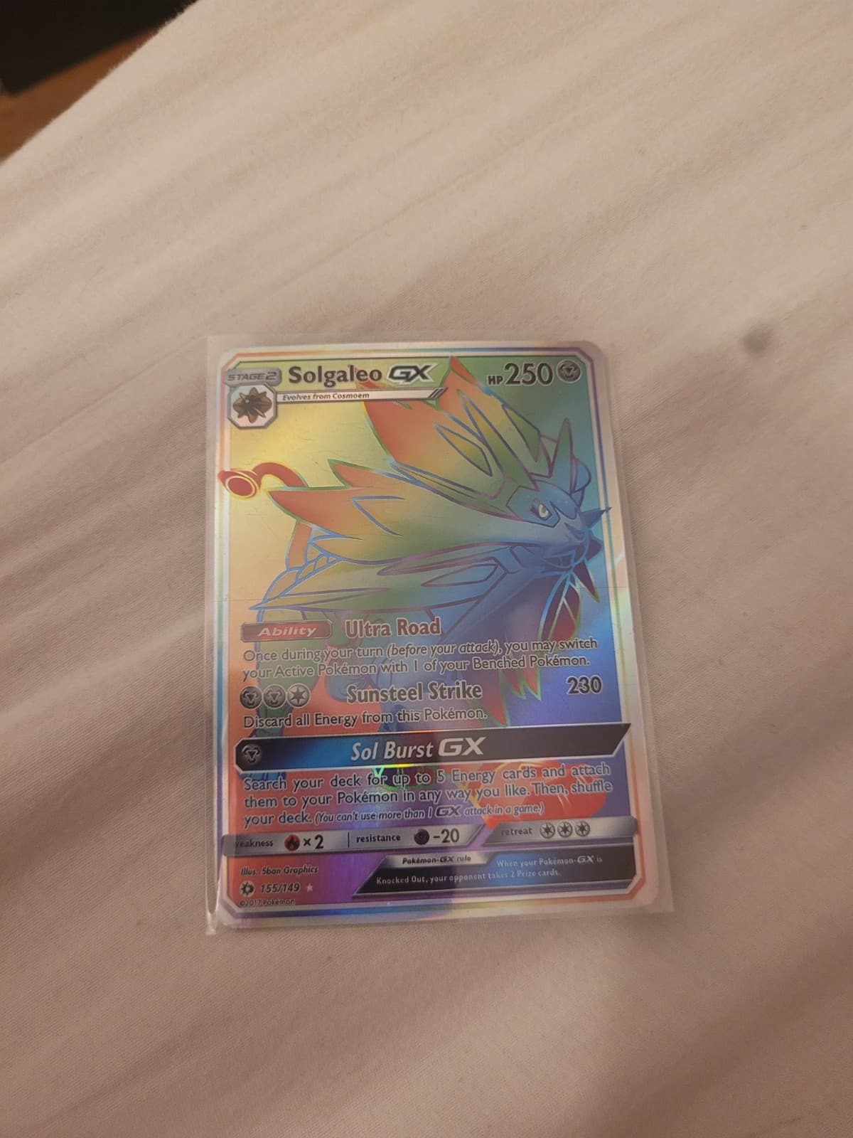 CARTE POKEMON SOLGALEO GX 155/149 Secrète RAINBOW SOLEIL et LUNE SL1 - EN