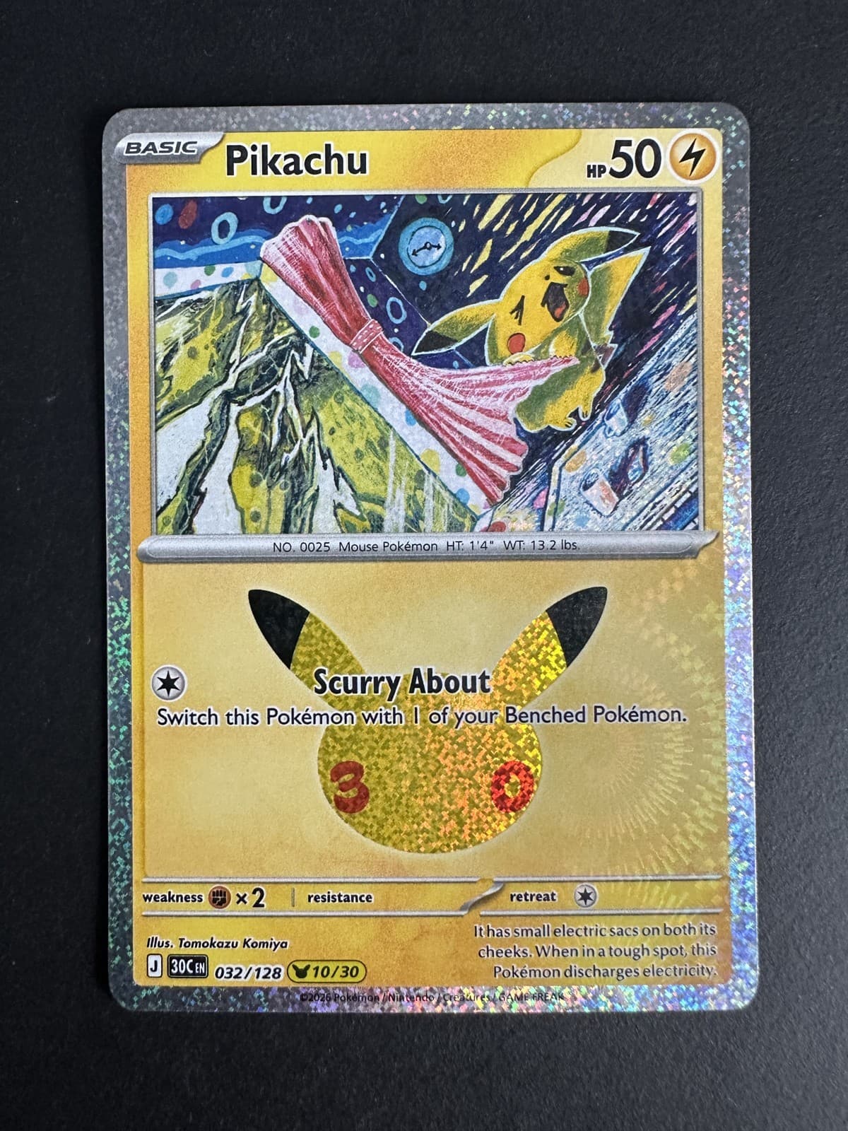 Pikachu 30th Celebration #32/128 Holo Pokemon TCG English