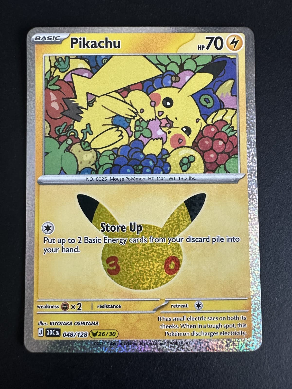 Pikachu 30th Celebration #48/128 Holo Pokemon TCG English