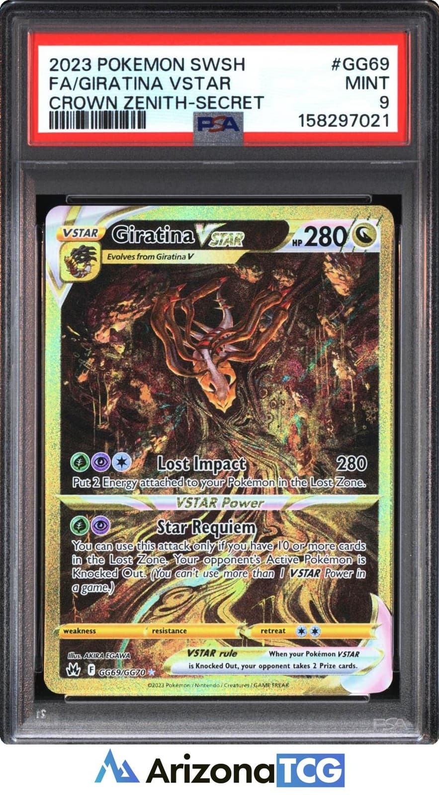Pokemon 2023 Giratina VSTAR GG69/GG70 Full Art Secret Rare Crown Zenith PSA 9