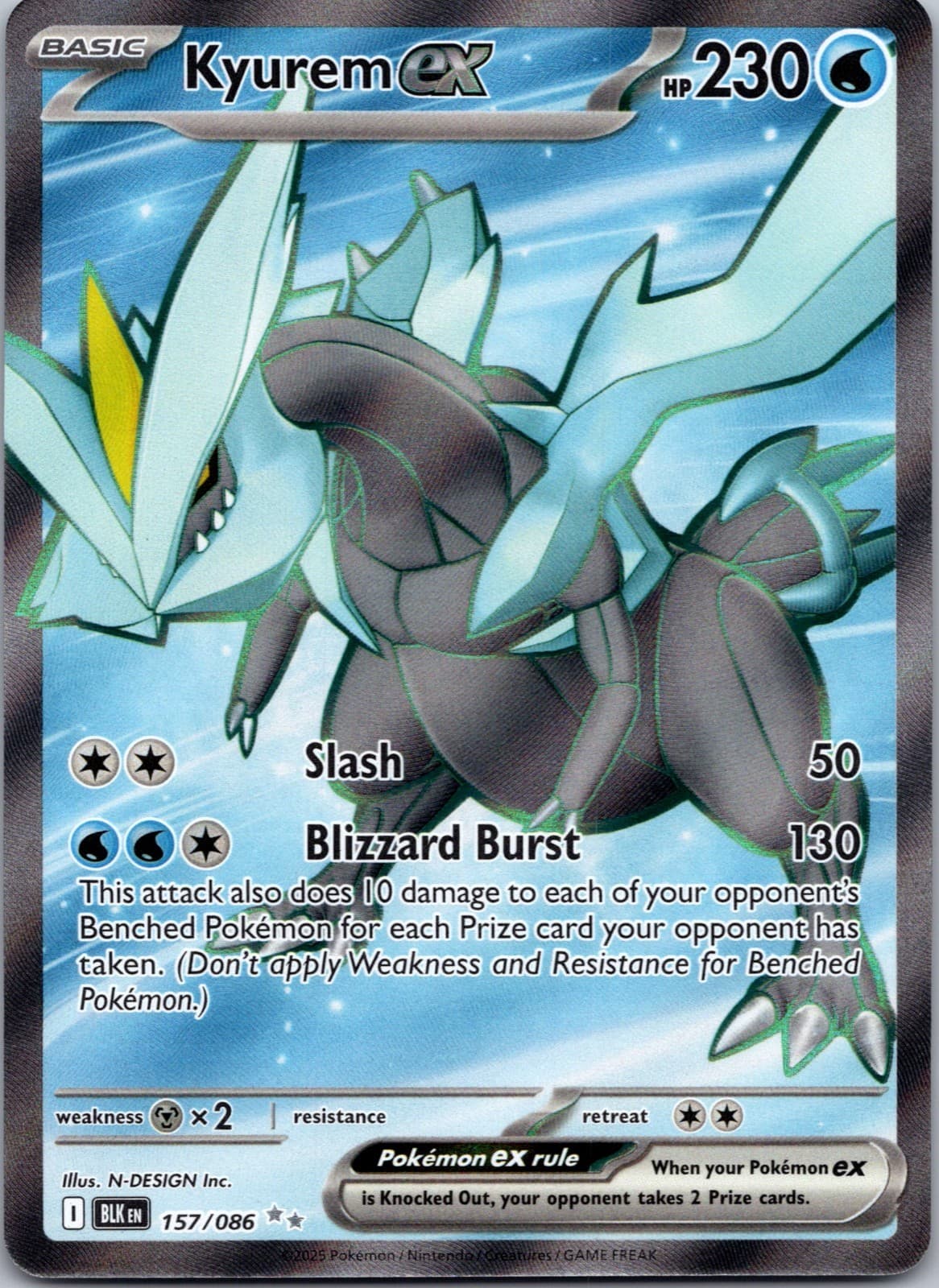 Pokemon Black Bolt Kyurem ex 157/86 NM