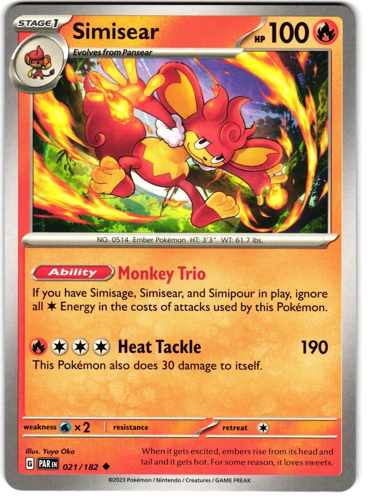 Simisear 21/182 Pokemon SV: Paradox Rift