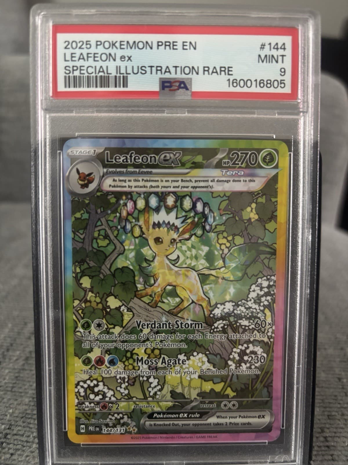 LEAFEON EX PSA 9 2025 POKEMON PRISMATIC EVOLUTIONS #144/131 SIR RARE PRE EN 5481