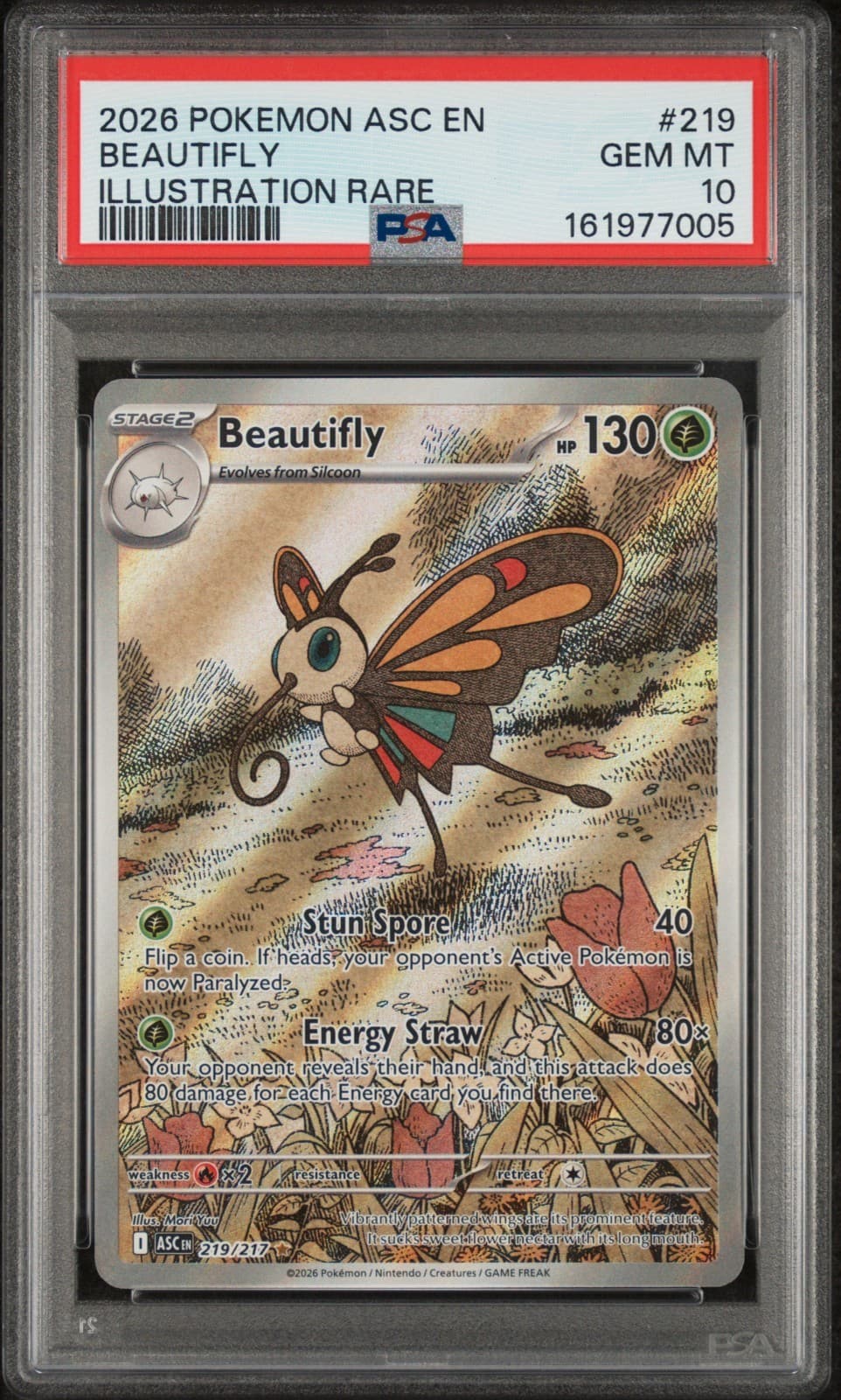 2026 POKEMON ASCENDED HEROES ILLUSTRATION RARE #219 BEAUTIFLY PSA 10