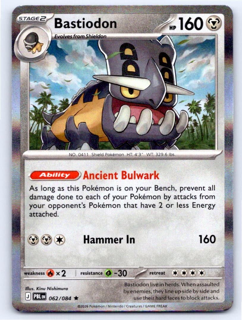 2026 POKEMON BASTIODON PITCH BLACK 062/084 HOLO RARE NM A19907 FREE S&H