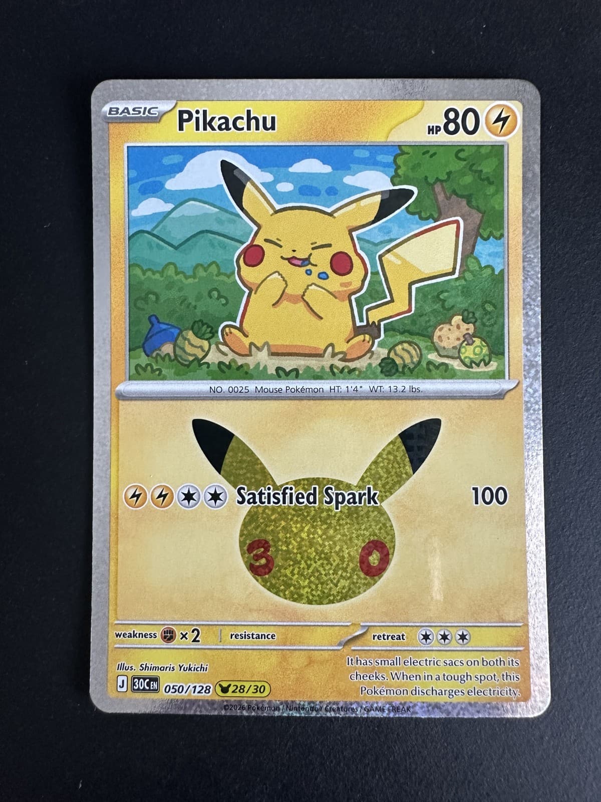 Pikachu 30th Celebration #50/128 Holo Pokemon TCG English