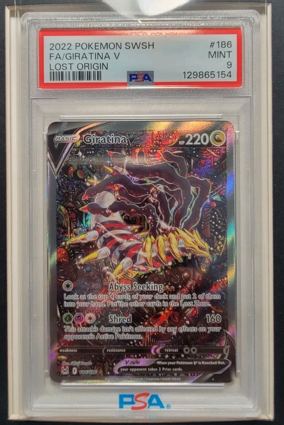Pokémon TCG : GIRATINA V 186/196 LOST ORIGIN Alt Full Art PSA 9!