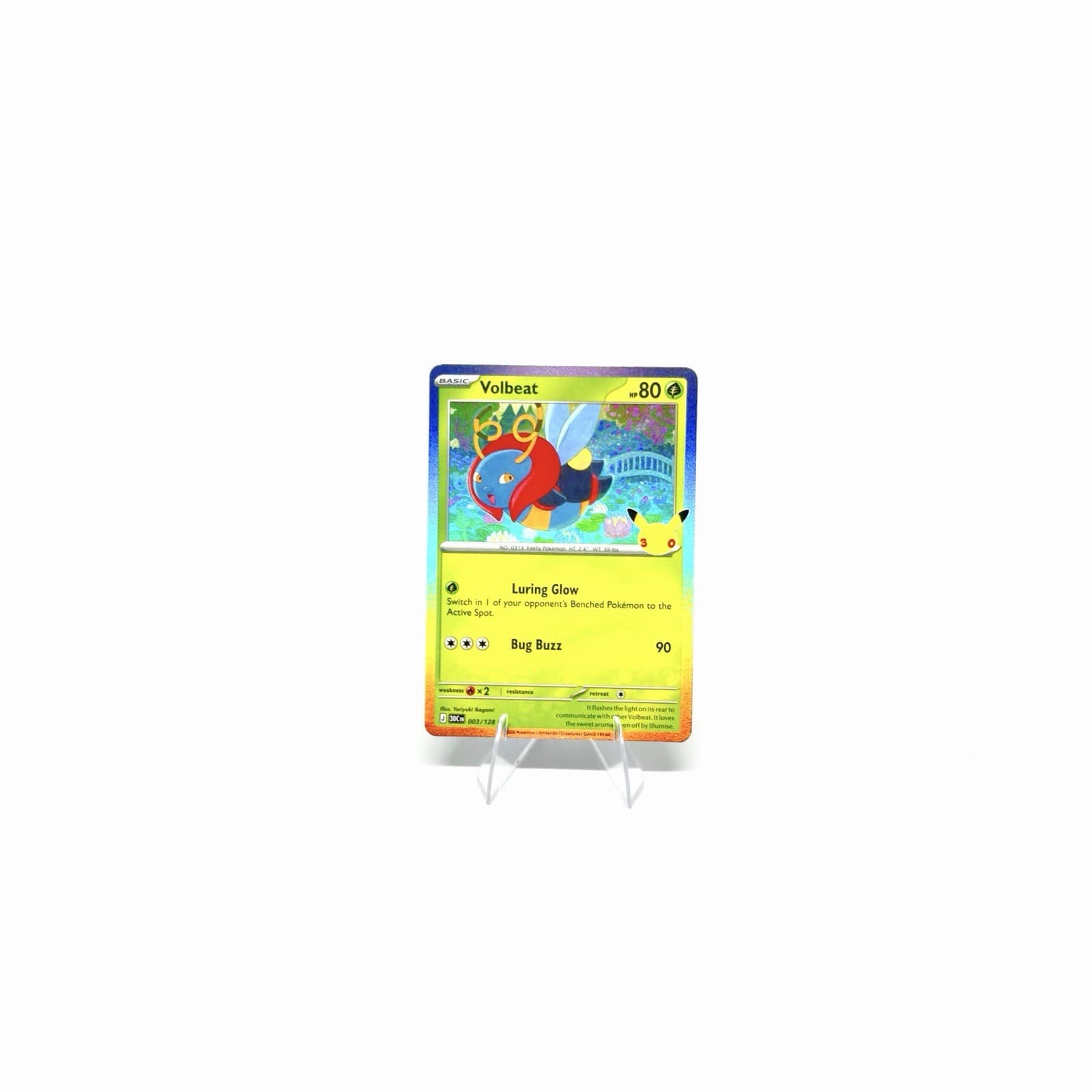 Pokémon Volbeat 003/128 30th Celebration Holo Pikachu Stamp