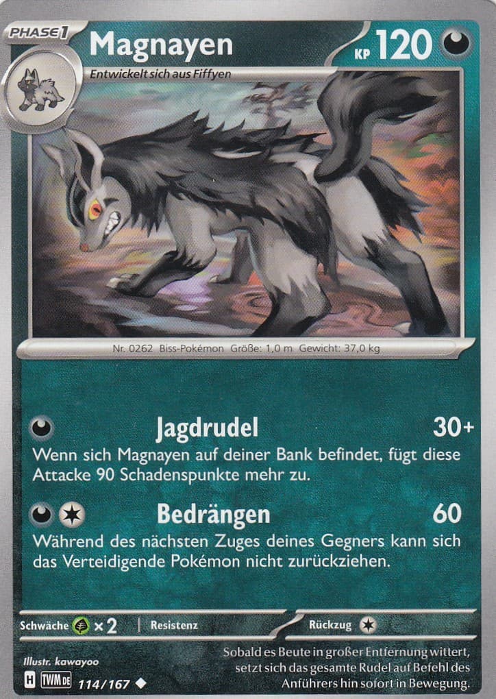 Magnayen 114/167 Maskerade im Zwielicht Pokemon Karte Deutsch