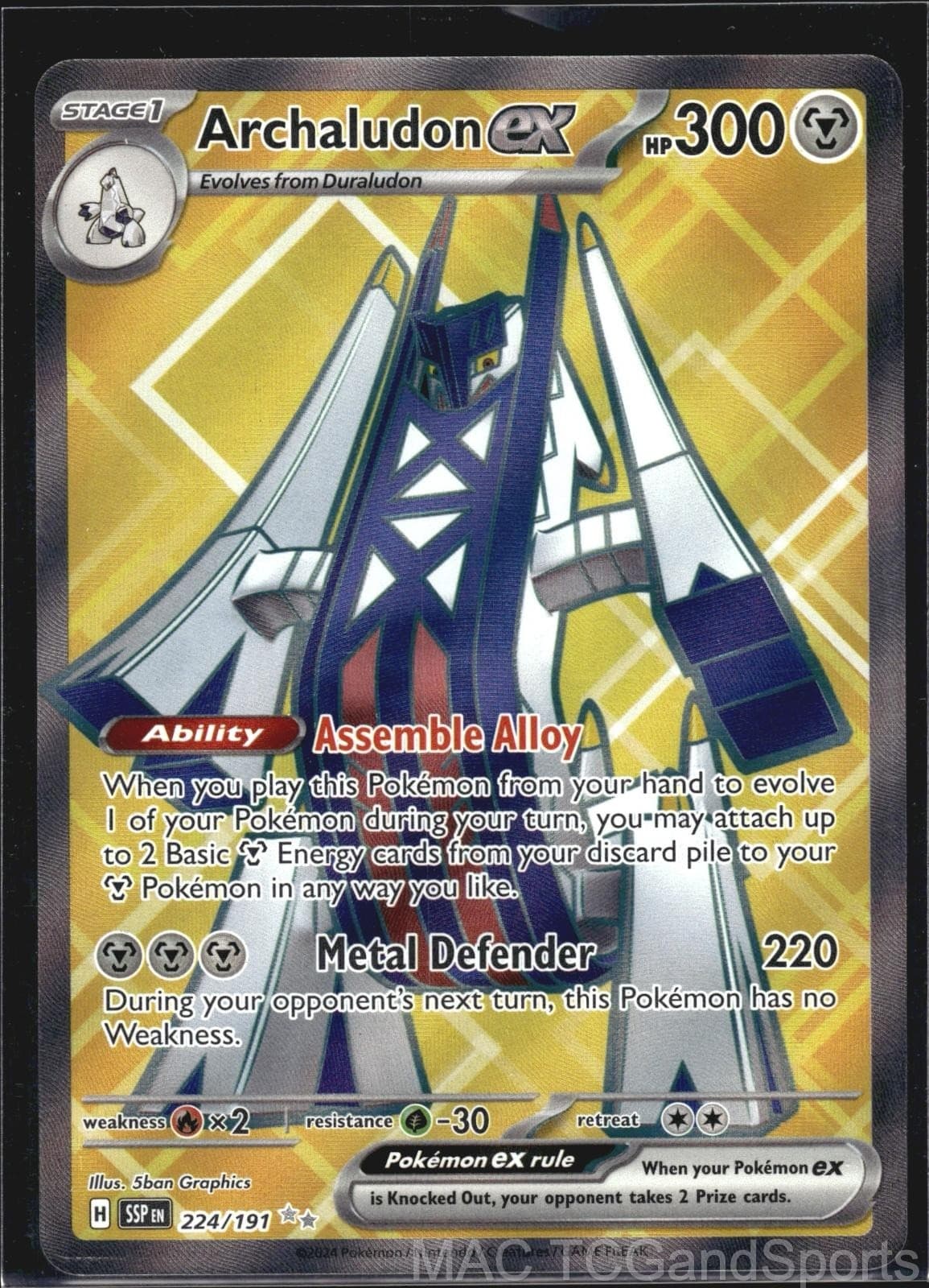 Archaludon ex 224/191 Holo Surging Sparks Pokemon TCG NM
